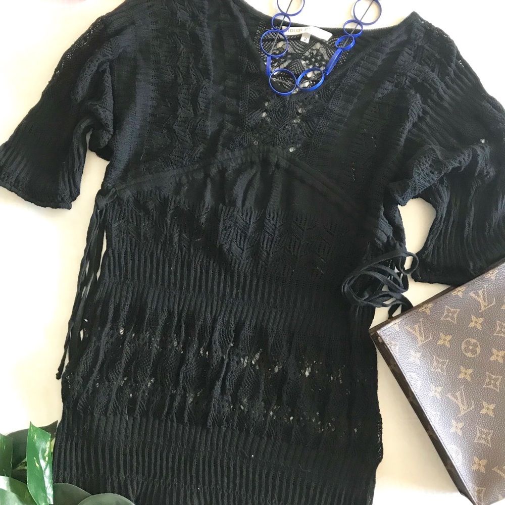 Didier parakian lace see through black long sleeve